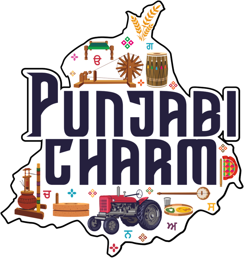 PunjabiCharm — Punjabi language and culture, illustrated as the map of Punjab filled with cultural icons